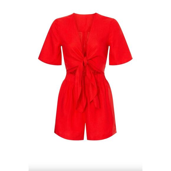 Thakoon Red Tie Front Romper Sz 8 - Picture 5 of 8